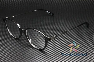 MCQ MQ0219O 001 Round Black Shiny Demo Lens 49 mm Unisex Eyeglasses - Imagen 1 de 5