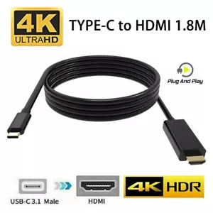 6ft 1.8meters Type-C USB-C to 4K 30Hz HDMI Cable For Macbook Dell Lenovo HP Nuc - Picture 1 of 7