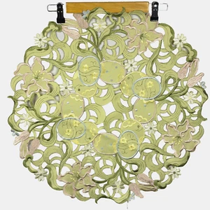 NWOT Easter Table Centerpieces Embroidered Cutwork Set (2)  Bella Lux 22" Diam. - Picture 1 of 8