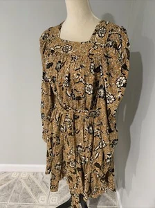 Ulla Johnson Nailah Printed Puff Sleeve Belted Pocket Dress Amber 12 - Picture 1 of 15