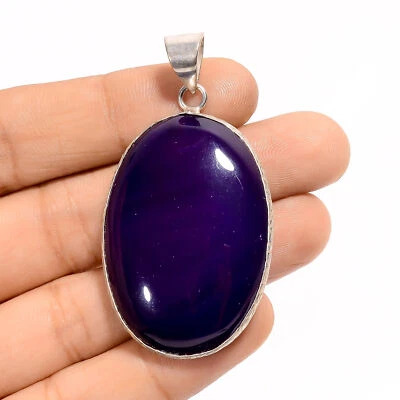 Colgante de plata 925 con piedras preciosas de ónix púrpura creado en laboratorio 2" ARP-4956 Foto 1 de 3