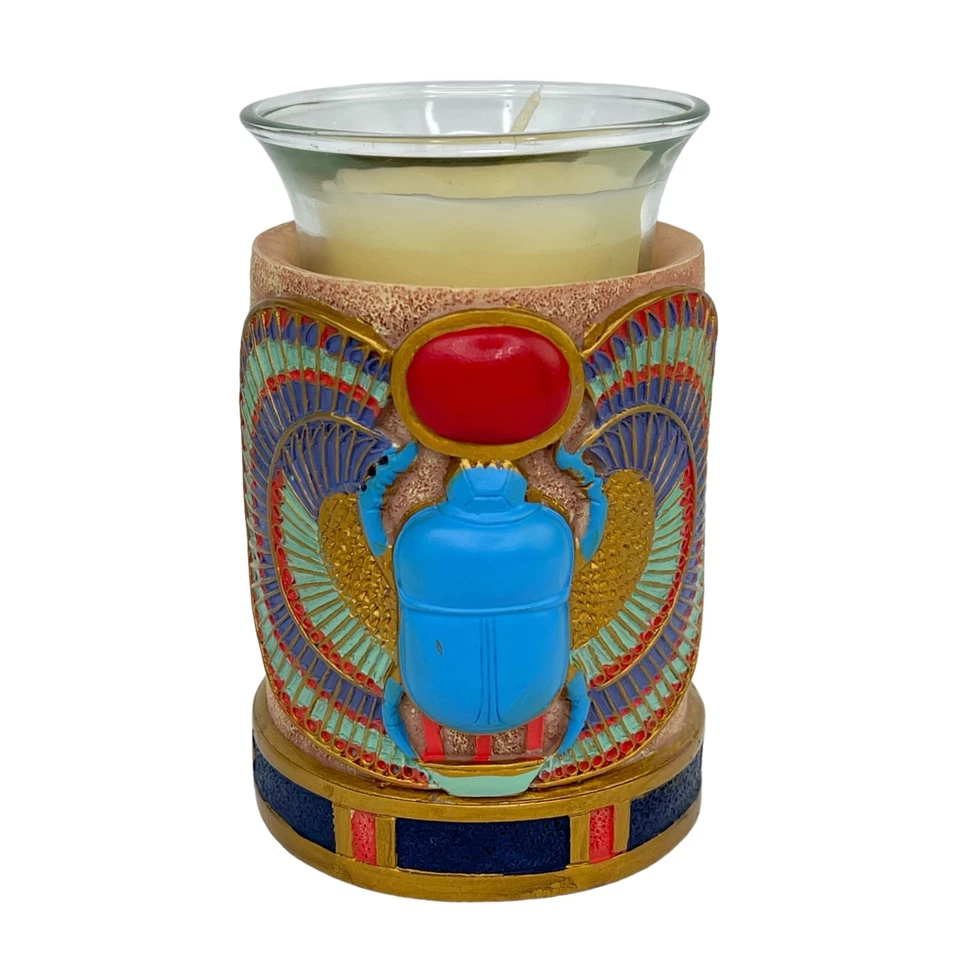 Candelabro egipcio escarabajo alado luz de té de exposición King Tut Foto 1 de 4