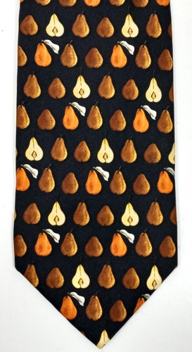 SAINT LAURENT (YSL) Saint Laurent Bellissima Cravatta Uomo Nero Marrone Poires Pere Seta Italia