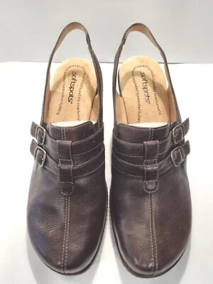 SOFTSPOTS TALLA 11 CUERO MARRÓN HEBILLA ZUECOS CUÑA ZAPATOS CÓMODOS Foto 1 de 4