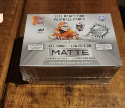 2021 Wild Card Matte Silver Football Mega Box Factory Sealed 1 Auto 8 Parallels - Image 1 of 4