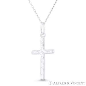 Colgante crucifijo de onda y círculo cruz católica cristiana en plata esterlina 0,925 - Imagen 1 de 1