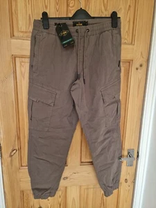 Mens BNWT Next Cuffed Grey Cargo Trousers Size 30 S - Imagen 1 de 2