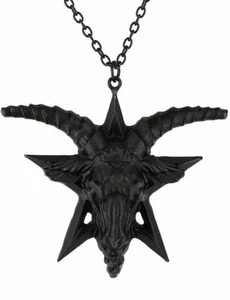 Restyle Baphomet Goat Pentagram Satanic Gothic Punk Witchy Occult Black Necklace - Picture 1 of 3