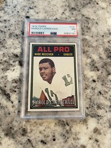 PSA 7 NM 1974 TOPPS HAROLD CARMICHAEL #121 HOF RC ROOKIE EAGLES