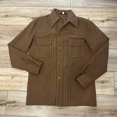 Traje Chaqueta Vintage Años 70 Marrón Disco Ocio JC Penney Poliéster Talla Grande 42R Foto 1 de 4