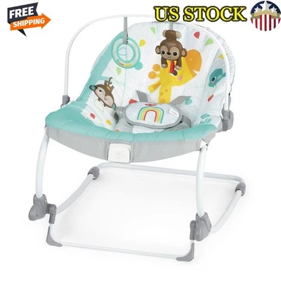 Infant Toddler Rocker Vibrating Seat Toy Bar Portable Adjustable 2-in-1 New - Image 1 of 4