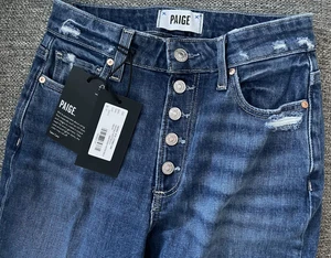 Paige Leenah Damen Jeans Größe 23 Button Fly Wide Leg Blau Denim Neu mit Etikett - Bild 1 von 9