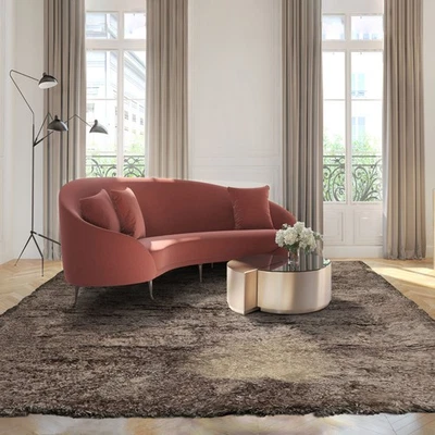 9'5''x9'5'' Square Machine Made Polyster Brown Shag Plush Pile Felt Backing Rug - Image 1 of 4