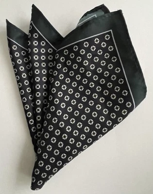 Pocket Square, NEXT, 10 Inch, Blues, White Tan Geometric Design/ Border - Image 1 of 4