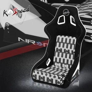 NRG FRP-302-YABA Universal Large Size Vegan Suede Fixed Back Bucket Racing Seat - Picture 1 of 7