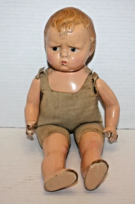 Early Vintage 14” Effanbee Composition Cloth Grumpy Boy Doll TLC - Image 1 of 4