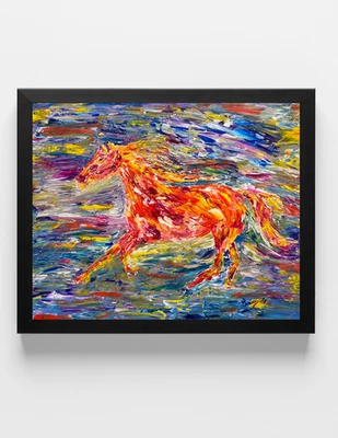 GUAJARDO Original Neo Expressionism Horse Running 14X17 Paper Signed Art - Image 1 of 4