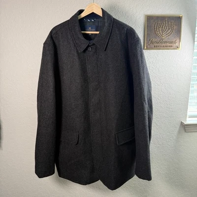 Men's Brooks Brothers Gray Wool Blend Button and Zip Front Overcoat Size XXL - Image 1 of 4