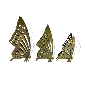 Lot Of 3 Vintage Brass Butterflies Metal MCM Art Table Decor - Picture 1 of 6