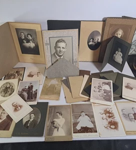 30+ Antique Vintage Cabinet Card Photo Lot 1800s–1900s Portraits, Family, Baby - Picture 1 of 6