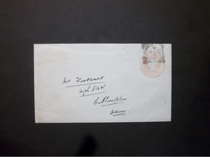 GB Worcestershire Stationery 1882 QV 1d pink Envelope DROITWICH Squared Circle - Picture 1 of 2
