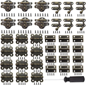 36 Sets Retro Jewelry Box Hinges and Latches Hardware, Small Bronze Brass Latch  - Picture 1 of 12