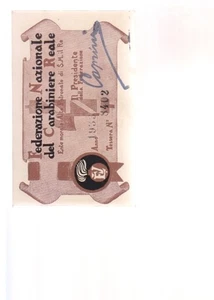 tessera FEDERAZIONE NAZIONALE DEL CARABINIERE REALE 1933 - Imagen 1 de 3