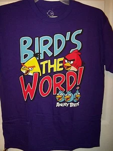 Angry Birds The Word Purple Short Sleeve Shirt Boys Size XL 18 / 20 NWT - Picture 1 of 1