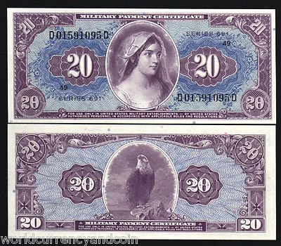 US MPC 20 Dollars P-M90 1969 UNC Military Payment 691 UNISSUE United States USA - Image 1 of 2