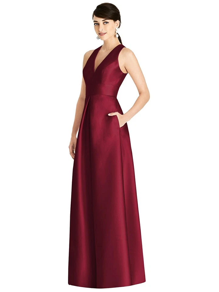Alfred Sung 747...Sleeveless Open-Back Pleated Skirt Dress....Burgundy...Sz 4 Foto 1 de 4