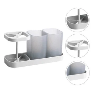 Toothpaste Organizer Toothbrush Holder Cups Bath Razor Holder Rack - Picture 1 of 12
