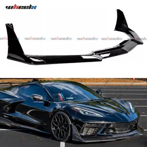 For 2020-25 Corvette C8 Z51 STG 3 Winglet Front Bumper Lip Splitter Gloss Black - Picture 1 of 16