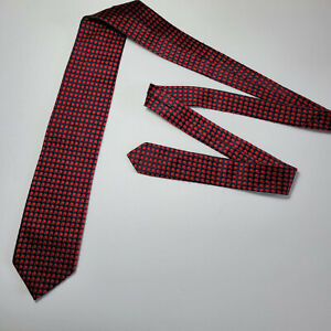 Brioni Men's Navy Blue & Red Dots 100% Silk Necktie Handmade In Italy