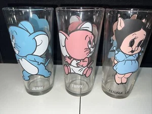 Bicchieri vintage 1975 Tuffy & Jerry & Petunia Pig Pepsi 6,5" Looney Tunes - Foto 1 di 9
