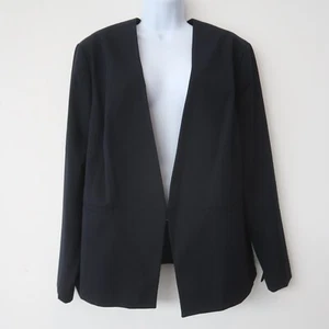 Sejour Womens Blazer size 14W Dark Blue Clasp Closure Minimalist Career - Picture 1 of 12