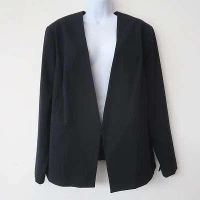 Sejour Womens Blazer size 14W Dark Blue Clasp Closure Minimalist Career - Image 1 of 4