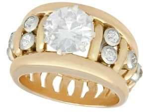 Antique French 2.00ct Diamond 18ct Yellow Gold Platinum Set Cocktail Ring - Picture 1 of 14