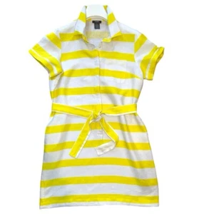 Neiman Marcus Linen Yellow Striped Shirt Dress Travel Resort EUC Size XL - Picture 1 of 4