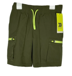 All Motion Boys Kids Shorts Moss Green XS 4/5 Quick Dry Zip Cargo Pockets NWT - Picture 1 of 7