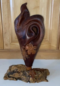Jarrón Fritz and Penny Simonecht hecho a mano de cuero cobre escultura artística 15”x11” - Imagen 1 de 14