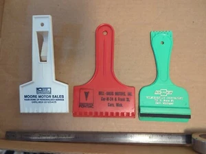 VINTAGE Advertising Ice Scrapers Chevy Pontiac Caro Michigan Wilsie Kelly Bell - Picture 1 of 4