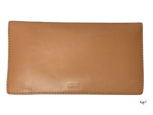 Coach Checkbook Cover Holder Case Wallet - Beige Smooth Leather 