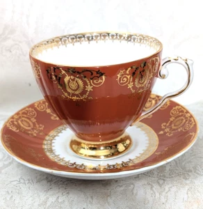 Royal Grafton Gold Vergoldet Rot Teetasse und Untertasse #9142 - Bild 1 von 11