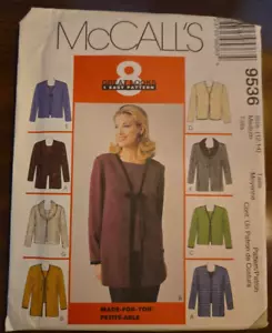 McCall's 9536 8 options Misses Cardigan, Top sizes 12 - 14 petite-able Uncut - Picture 1 of 5