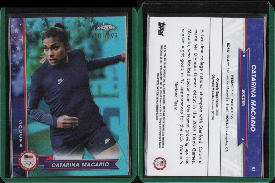 2024 Topps cromo Juegos Olímpicos EE. UU. Aqua Refractor #52 Catarina Macario/199 Foto 1 de 1