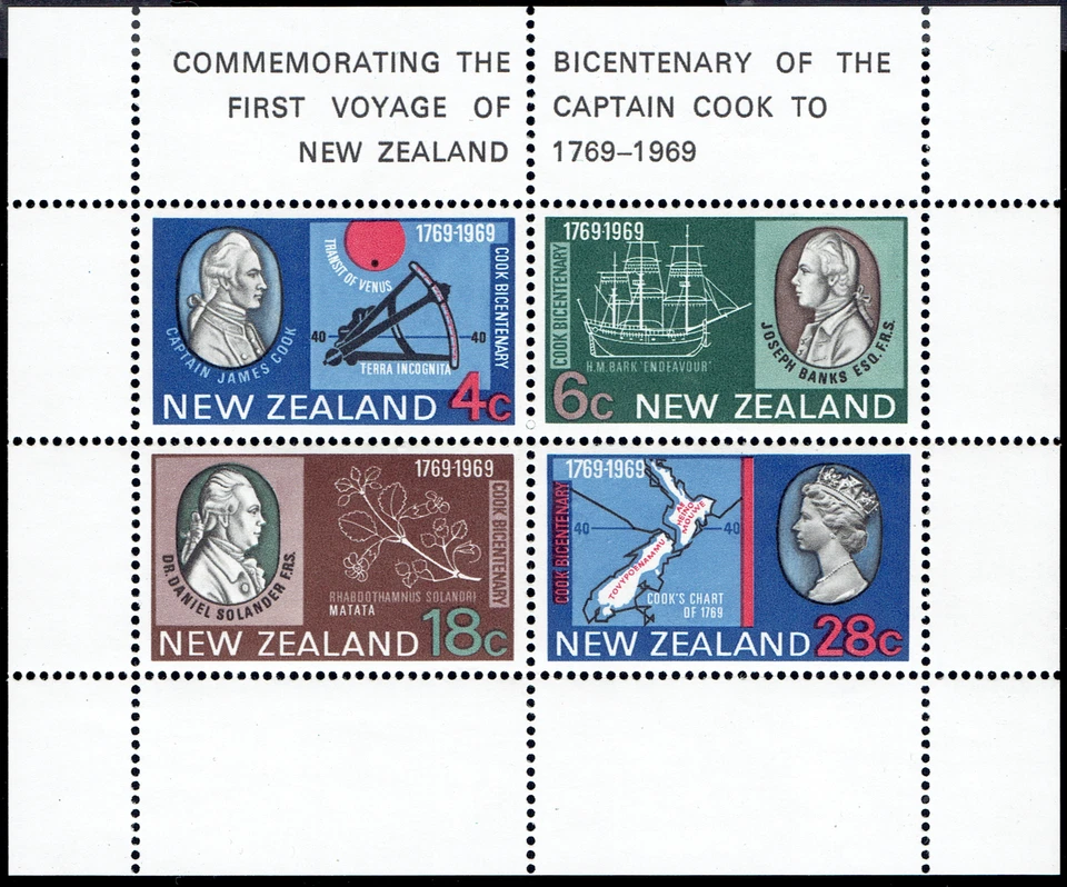 NEW ZEALAND - 1969 - LANDING OF CAPT COOK BICENTENIAL Sh. of 4 - Sc #434a - MNH - Image 1 of 1