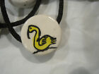 #~Handpainted Ceramic Circle Necklace with Black Cord 18" Necklace~LBDEL