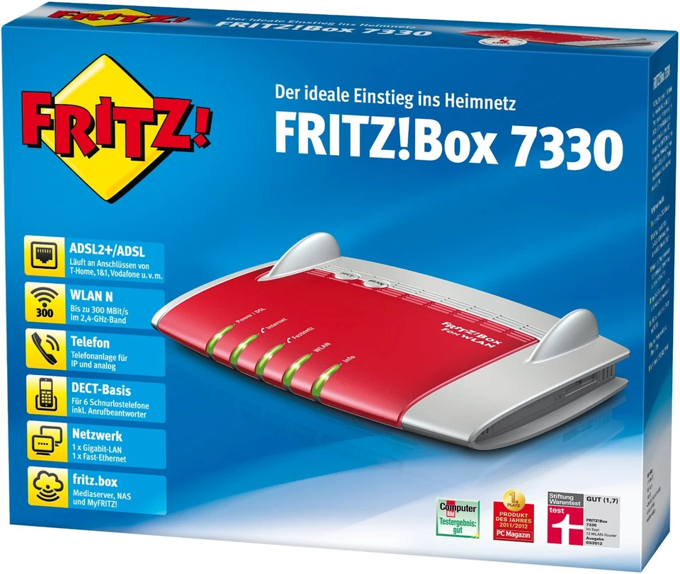 AVM FRITZBox 7330 300 Mbps 2-Port 1000 Mbps Wi-Fi 802.11b Router (20002510) - Bild 1 von 1