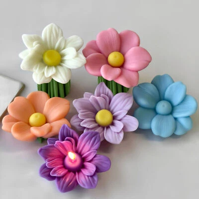3D Candle Molds Pillar Silicone Soap Mold Flower DIY Handmade Craft Wax Moulds - Image 1 of 4