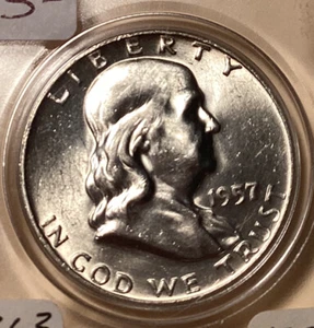 1957 D Franklin Half Dollar, Full Bell Lines - Picture 1 of 2